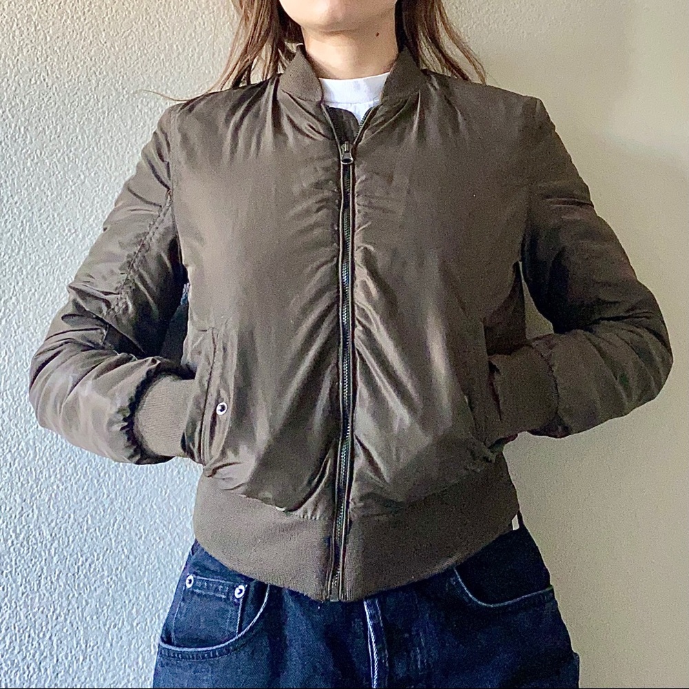 Olive green windbreaker bomber jacket